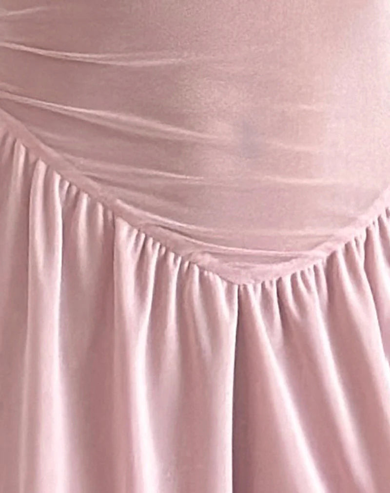 Geni Mini Dress in Mesh Baby Pink