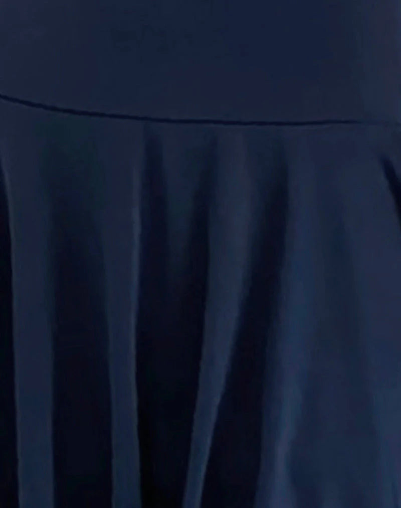 Maisha Open Back Bow Mini Dress in Slinky Navy