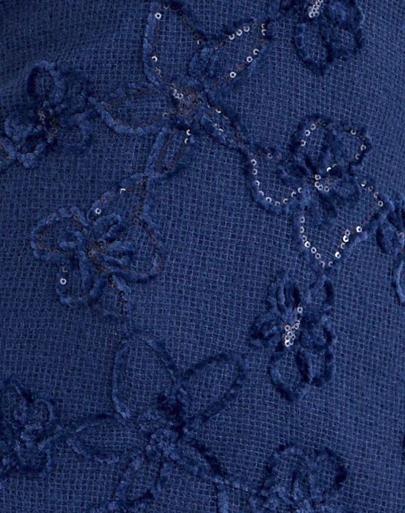Codami Halterneck Mini Dress in Sequin Knit Navy