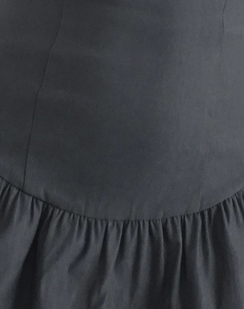 Sabina Bandeau Mini Dress in Charcoal Grey