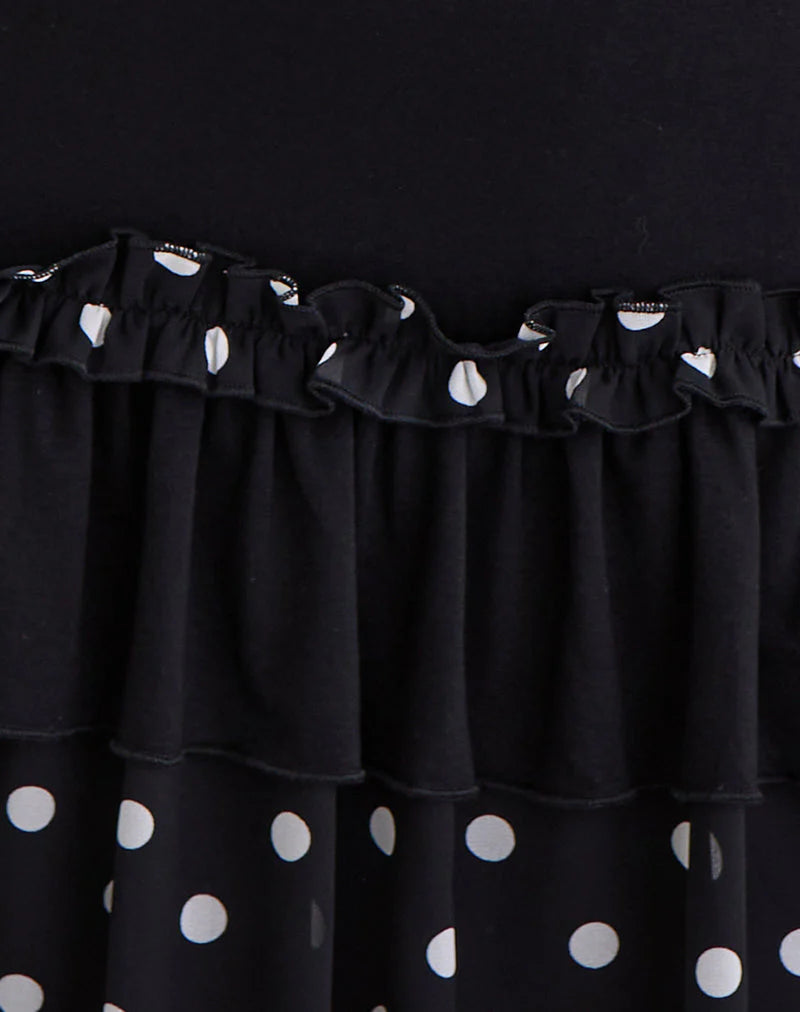 Navya Wrap Mini Dress in Polka Black and White