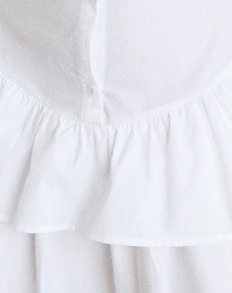 Movan Dropped Waist Mini Dress in White