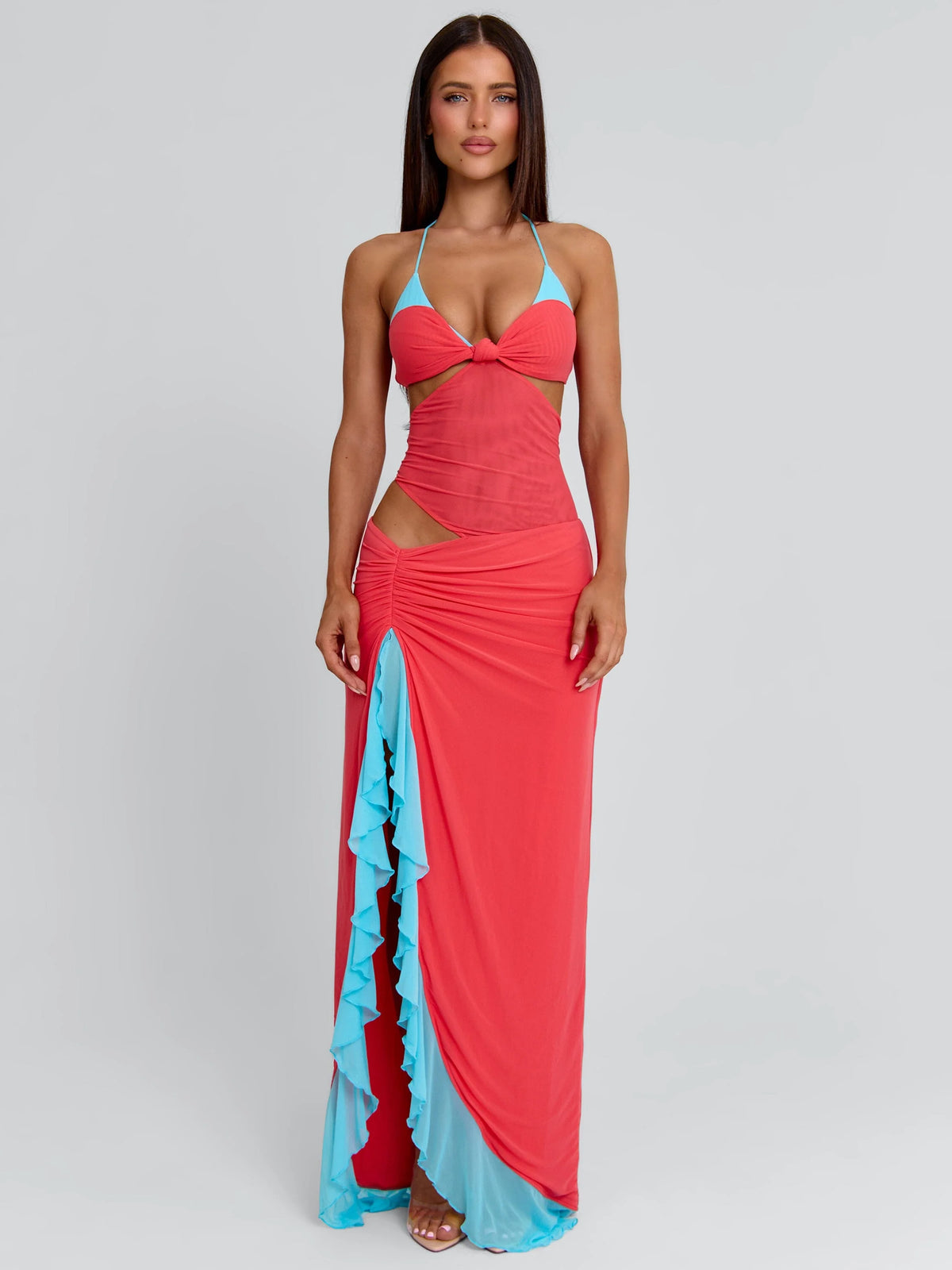 Lucy's MIRANDA MAXI DRESS CORAL AND BLUE