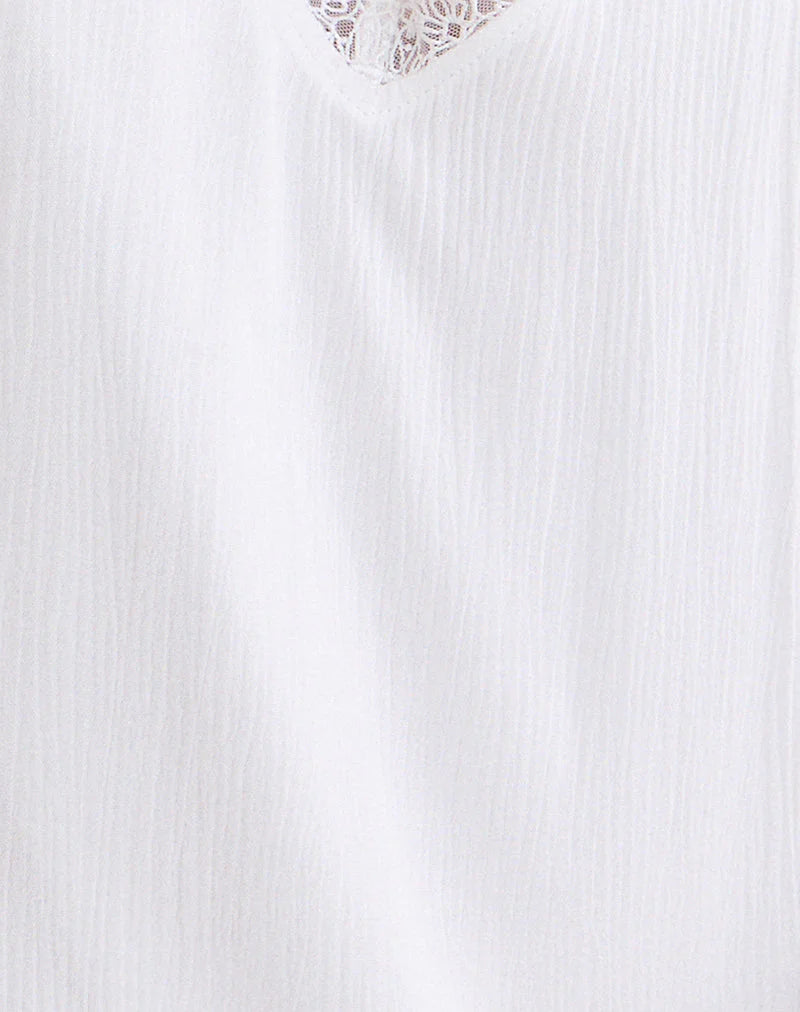 Manika Plunge Babydoll Mini Dress in Rayon White