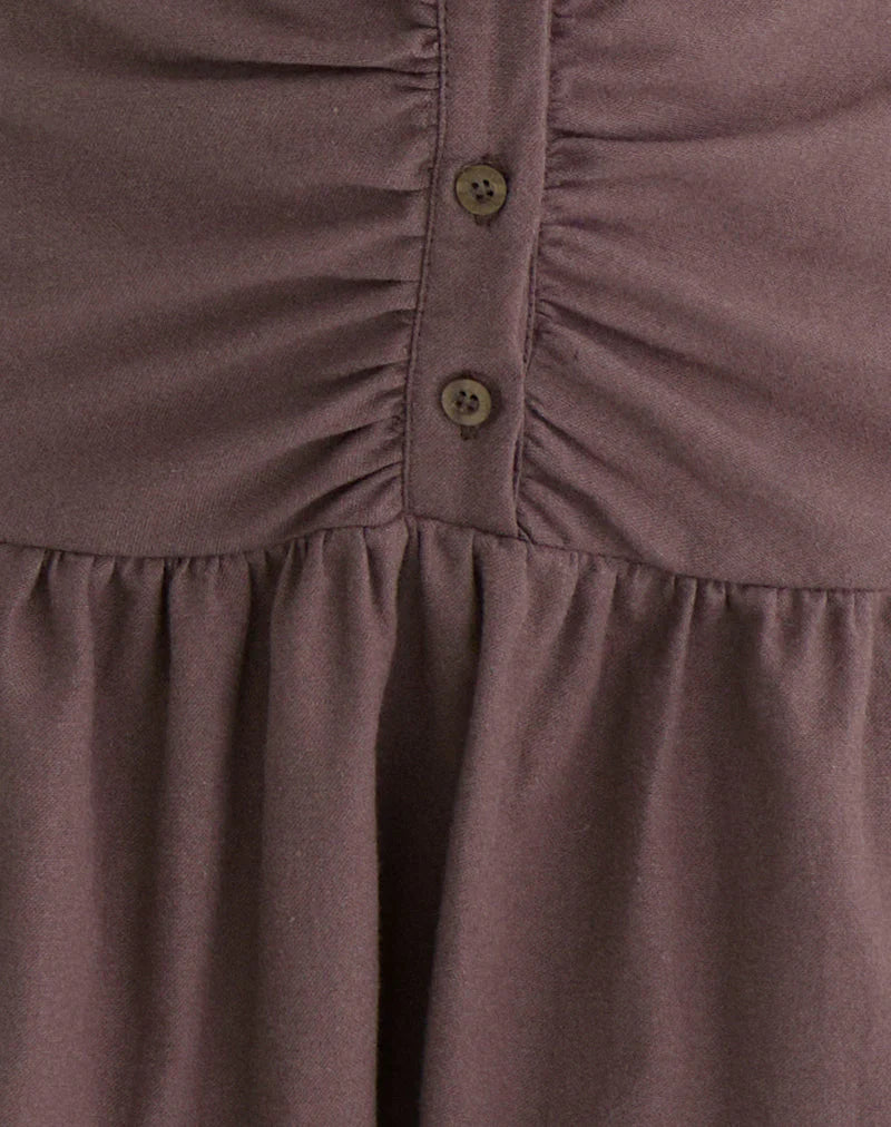 Yuha Buttoned Mini Dress in Deep Taupe