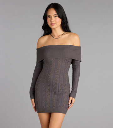 Cozy Allure Cable Knit Mini Dress
