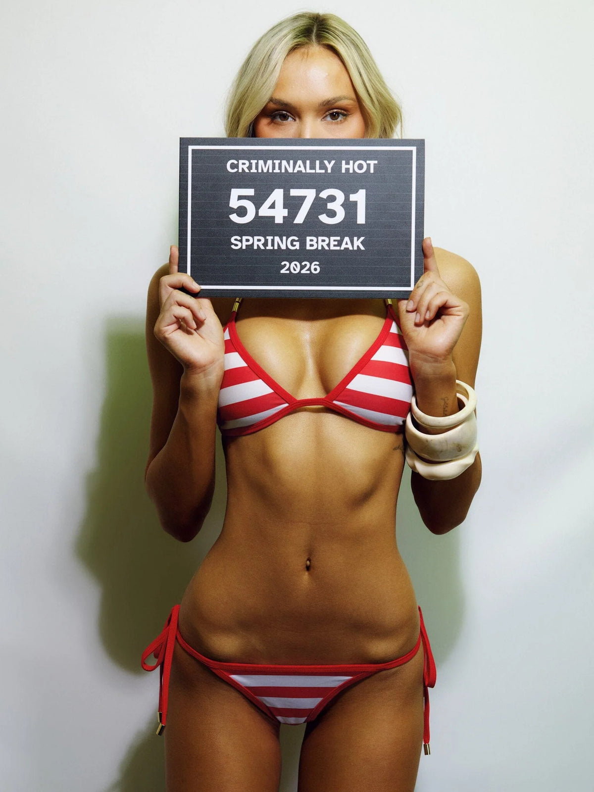 Lucy's NICOLETTE BIKINI TOP RED WHITE STRIPE