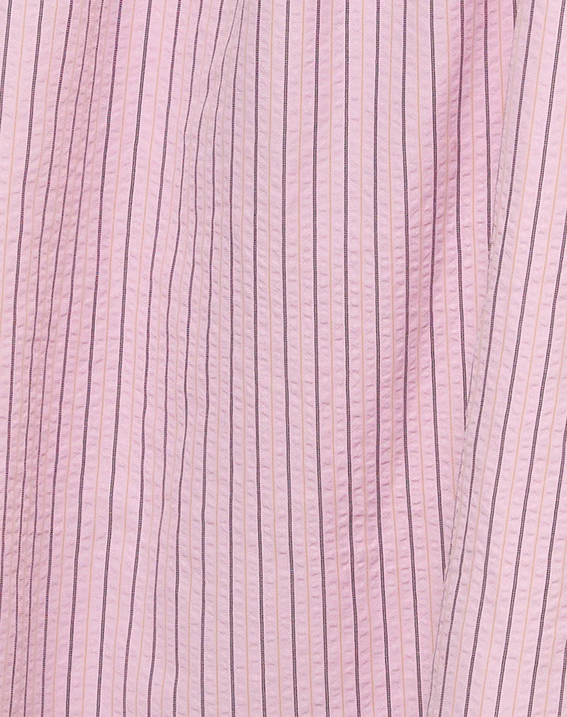 Sasori Smock Mini Dress in Pink Stripe