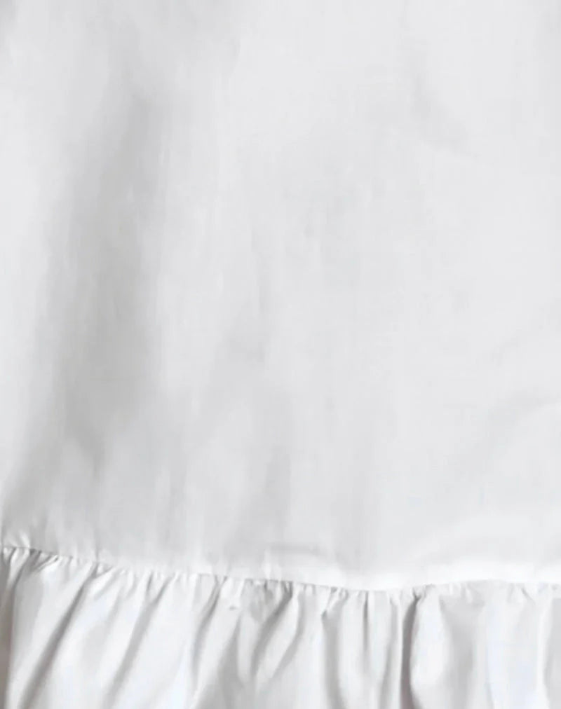 Lalita Babydoll Mini Dress in Poplin White