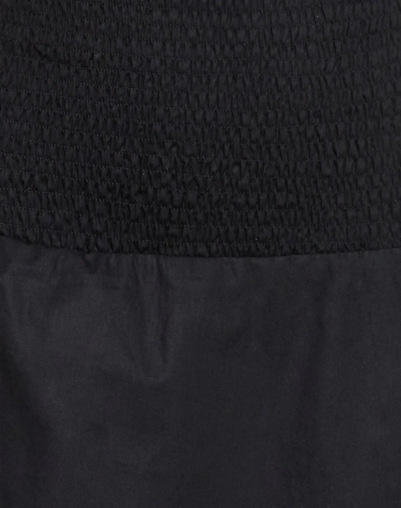Hevosia Ruched Mini Dress in Black