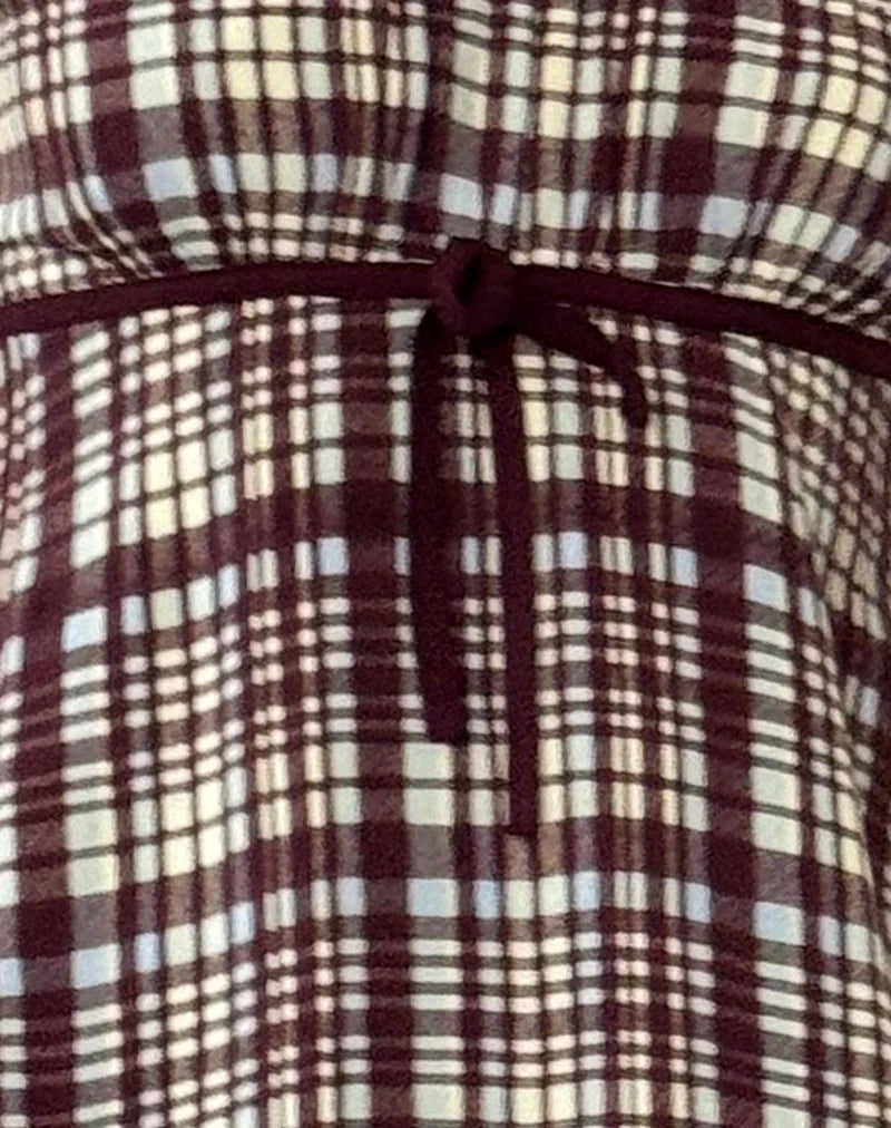 Savio Mini Dress in Multi Check Brown