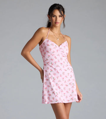 Falling For Charm Strappy Open Back Floral Mini Dress