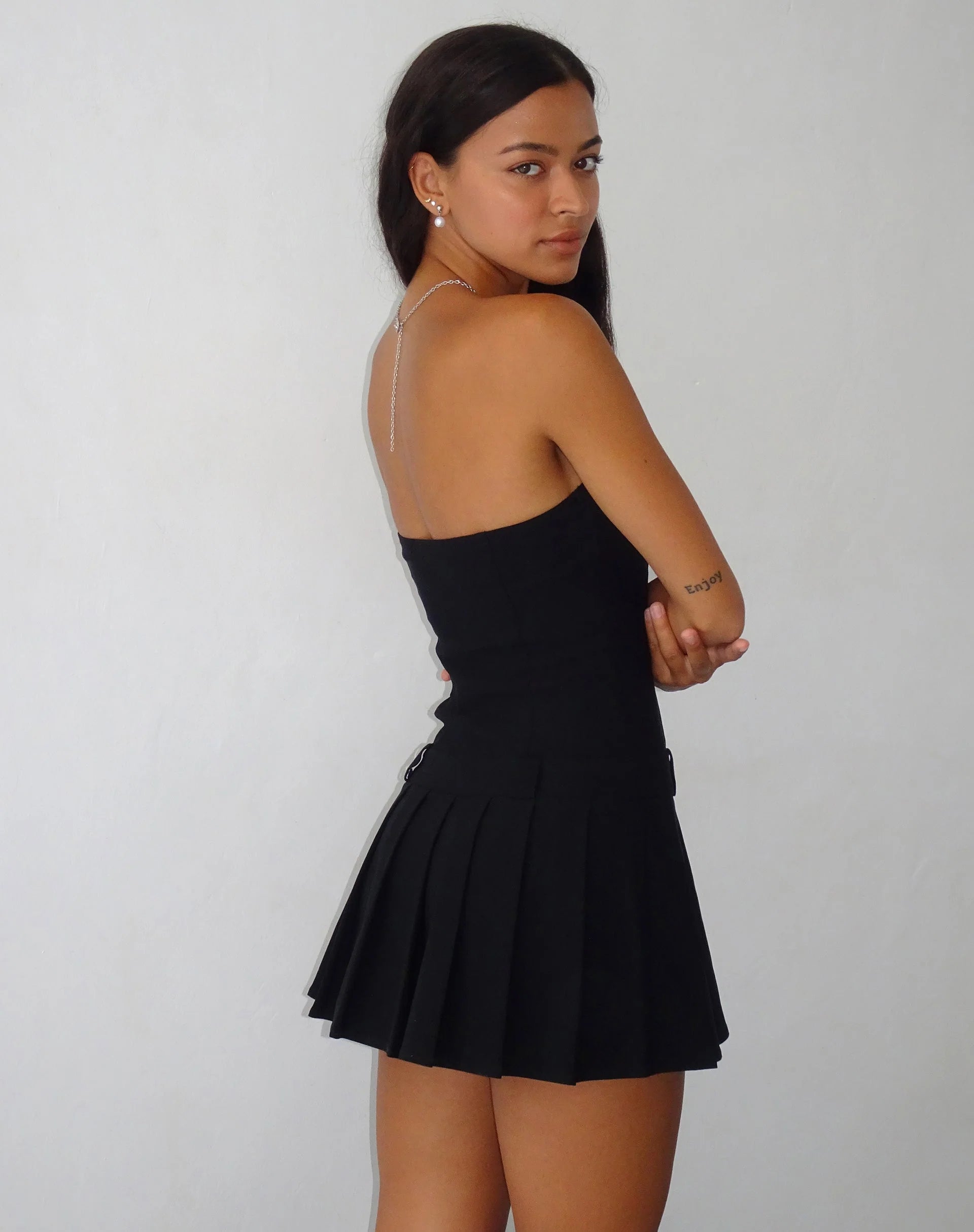 Payoda Bandeau Mini Dress in Black
