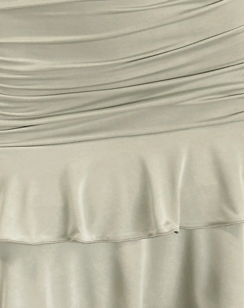 Luella Ruffle Mini Dress in Slinky Sage