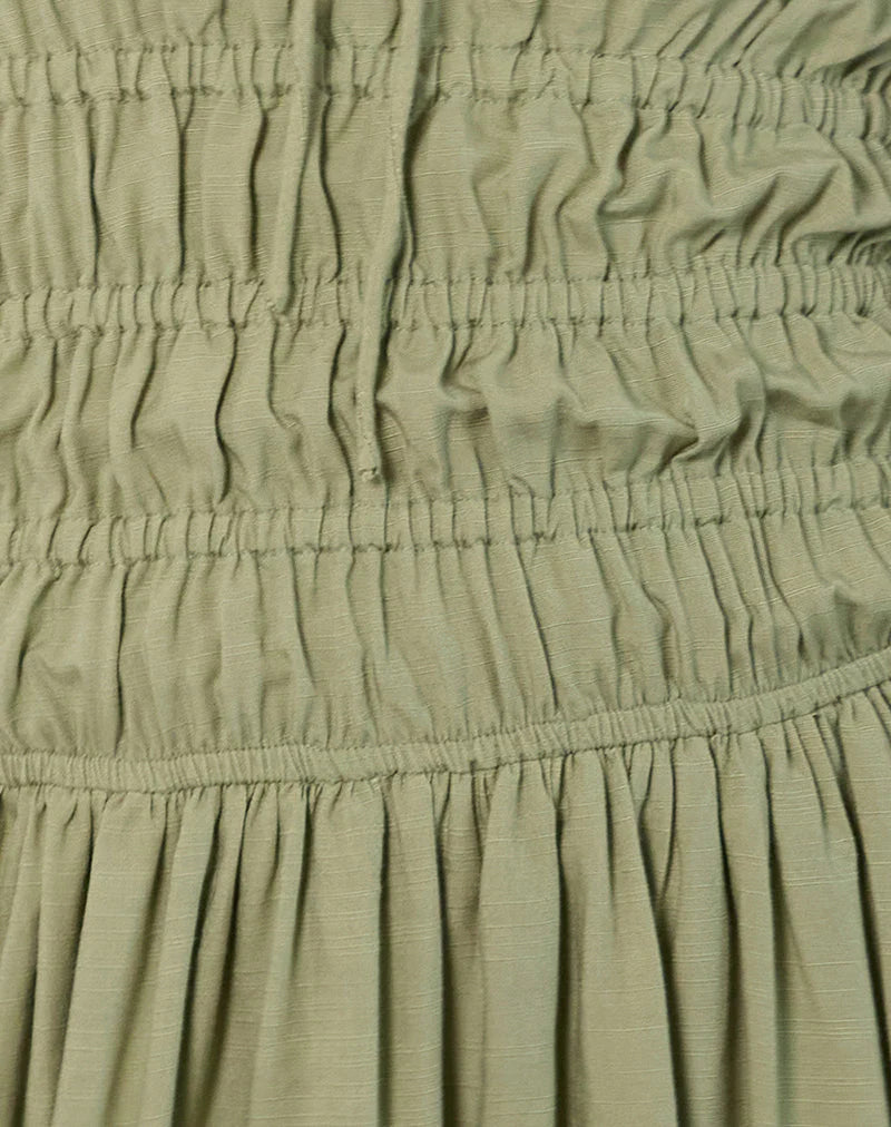 Rasmil Bubble Hem Mini Dress in Sage Green