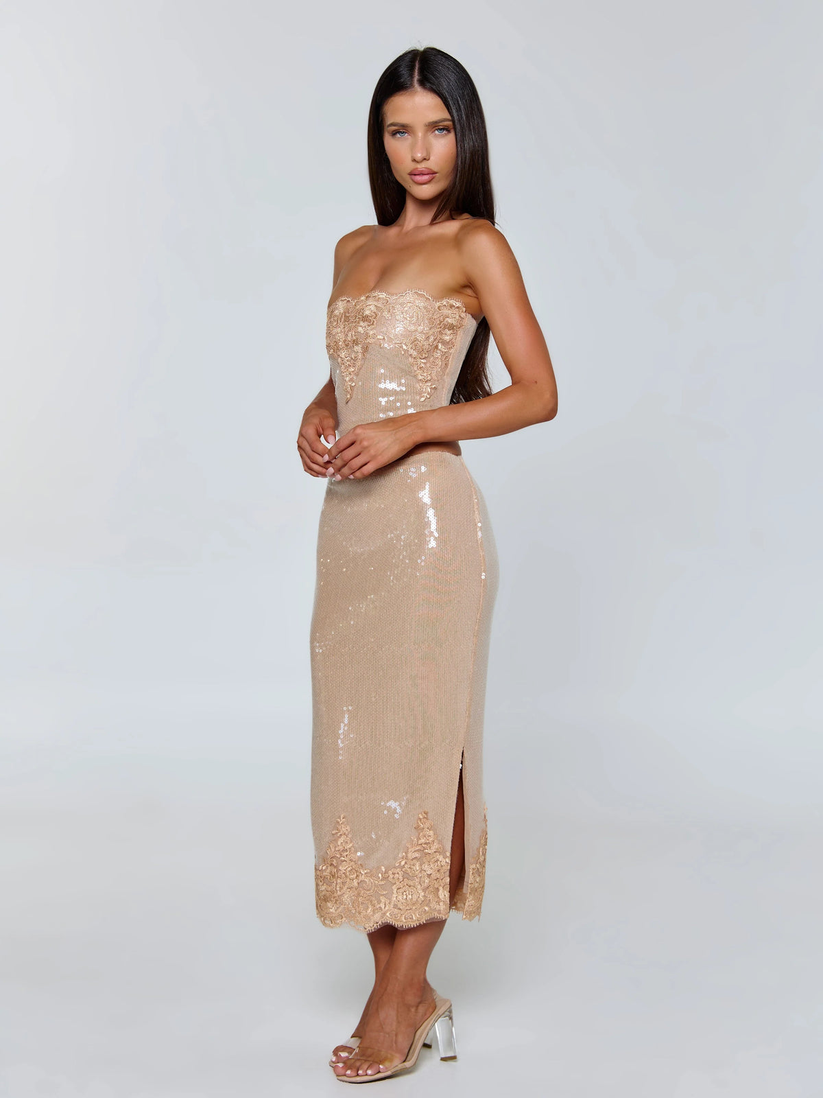 Lucy's SAELA MIDI SKIRT BEIGE