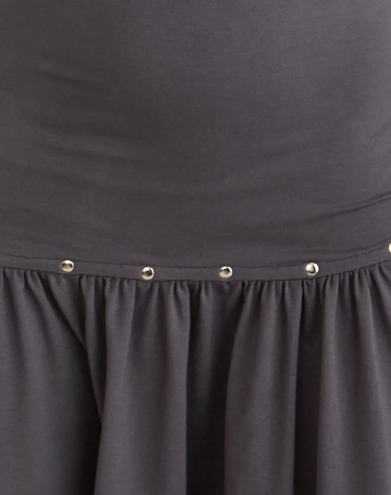 Brani Studded Mini Dress in Charcoal Grey