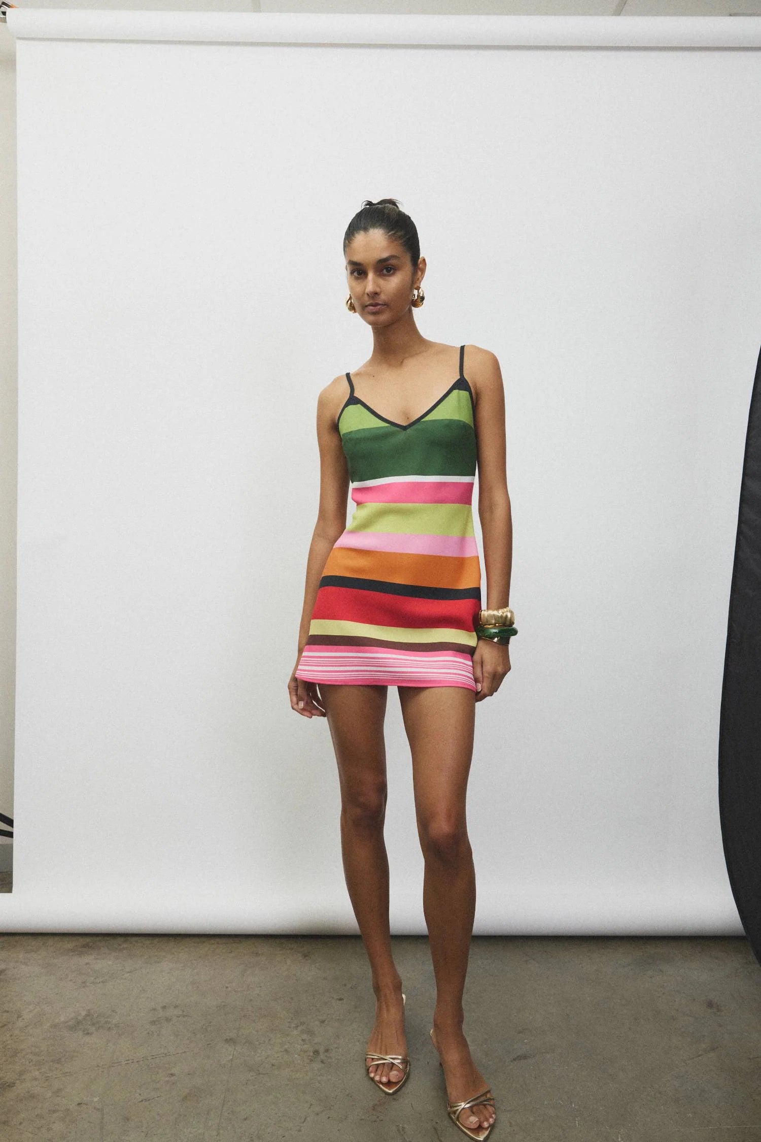 Bias Mini Dress | Emerald Stripe