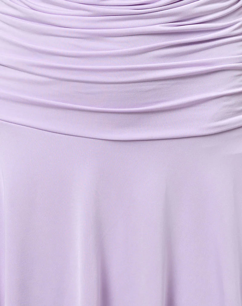 Yasmin Bandeau Mini Dress in Slinky Lilac